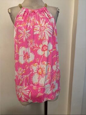 Lilly Pulitzer Pink Floral Halter Top Xl